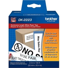 Brother 2"x100' Continuous Length Paper Tape for QL Label Printers, Black on Whi
