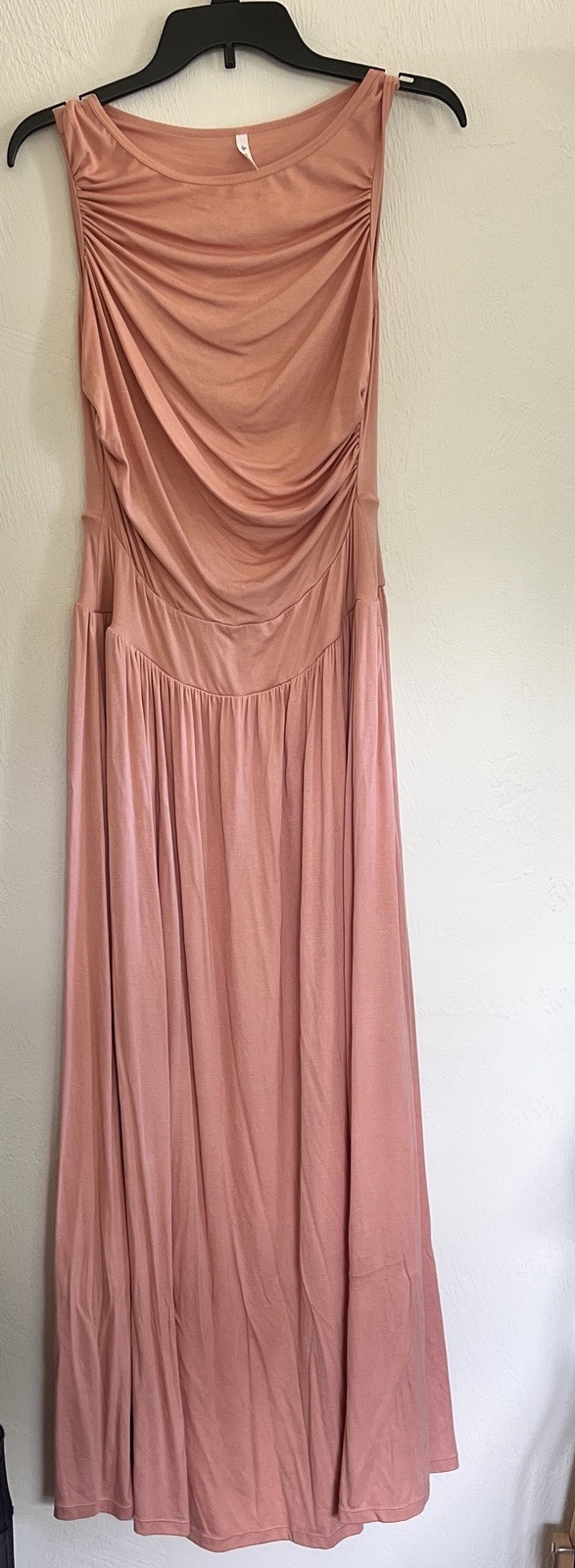 Halara Womens Medium Pink Maxi Dress Sleeveless Rouched Stretch Pockets Flowy