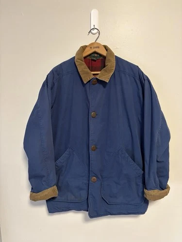 VTG J. Crew Oarsman Chore Coat Mens Large Blue Lined Field Barn Hunting Jacket