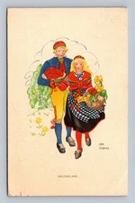 Vintage Hälsingland Folk Costume Postcard by Aina Stenberg Sweden