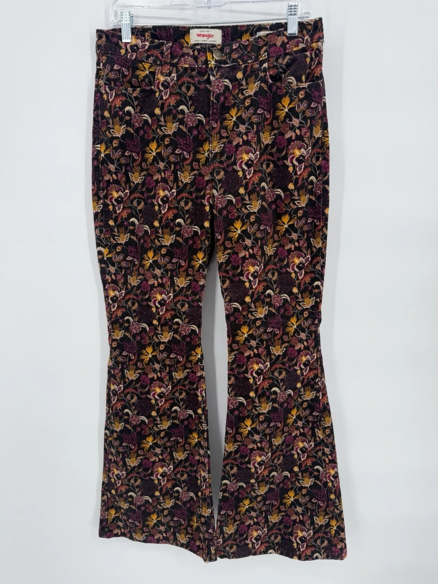 Pantalon Velours Côtelé Floral Garnet Hill Taille 8 Avec Ceinture Ajustable - Style Casual Mignon