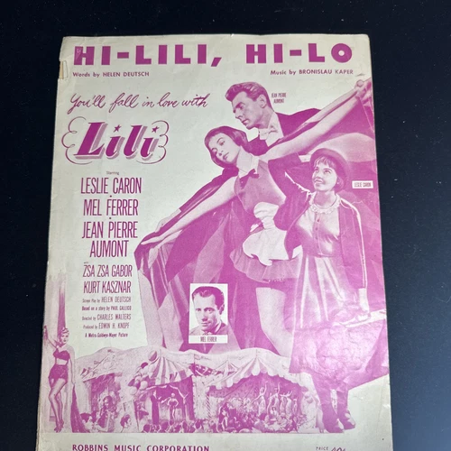 LILI 1952 Hi-Lili Hi-Lo starring LESLIE CARON & Mel Ferrer Vintage Sheet Music