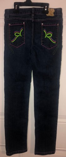 Y2k Roca Wear Sz 12 Girls Blue Lot 2 Pair Rhinestone Embellished Jeans FLAW - Picture 9 of 10