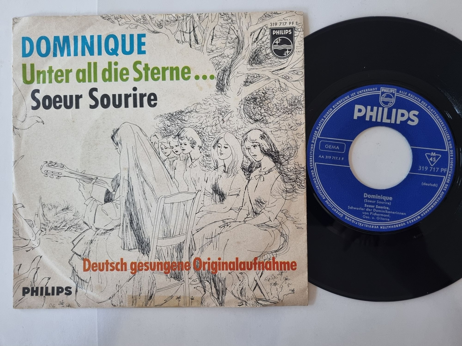 Soeur Sourire - Dominique 7'' Vinyl Germany SUNG IN GERMAN