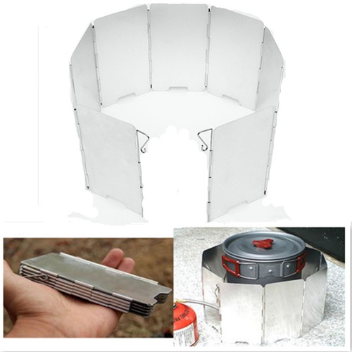 9 Plates Fold For Picnic Outdoor Camping Cooking Stove Sliver Wind Shield Screen
