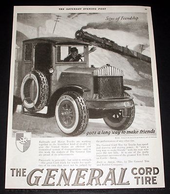 1920 OLD MAGAZINE PRINT AD, GENERAL CORD TIRES, SIGNS OF FRIENDSHIP ...