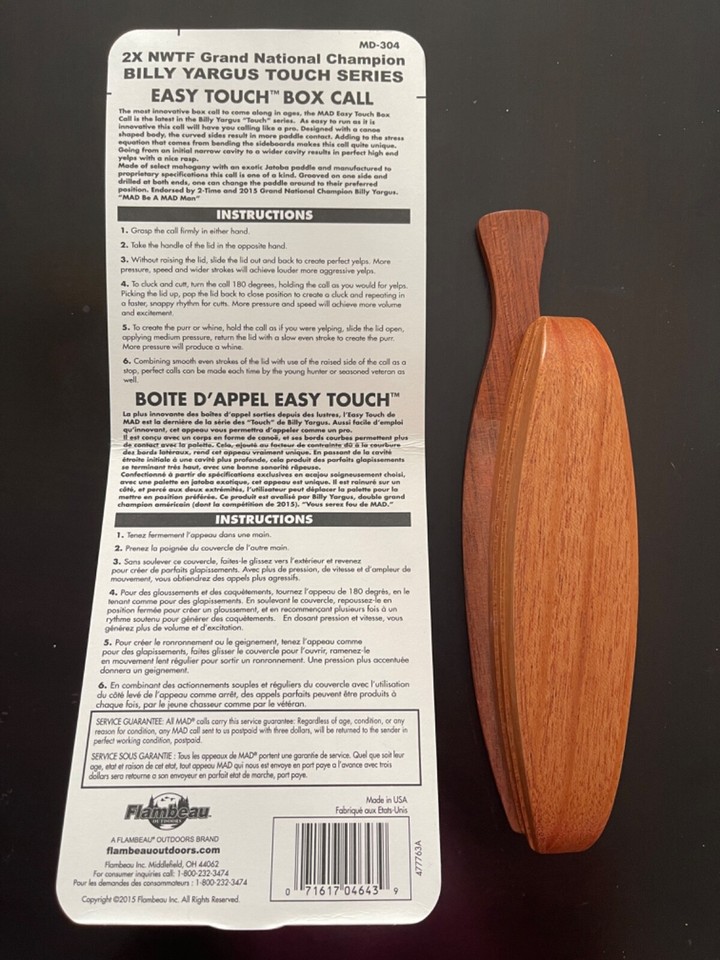Turkey Call, MAD Easy Touch Box Call, Billy Yargus Series eBay