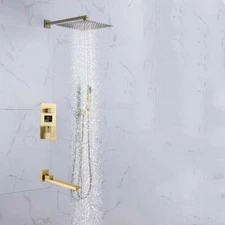 12" Ultra-thin Shower Head Rainfall Shower Hot Cold Display Mixing Valve Tap