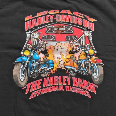 Harley Davidson Motorcycles T Shirt Black Effingham Illinois Pigs