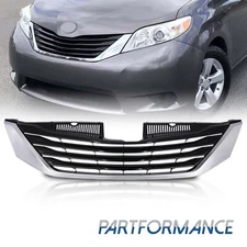 Black & Chrome Front Bumper Grille Assembly For 2011-2017 Toyota Sienna LE Van