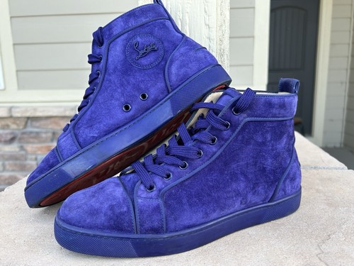 Scarpa sneaker alta Christian Louboutin "Orlato" velluto viola $995 taglia 40,5 - Foto 14 di 15
