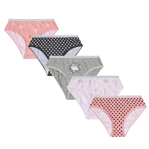 Girls 100% Cotton Briefs 5 Pack Underwear Kids Knickers/Pants Age 2-13 Years - Picture 6 of 53