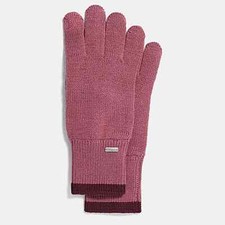    COACH ColorBlocked Knit Tech Gloves, Pink   