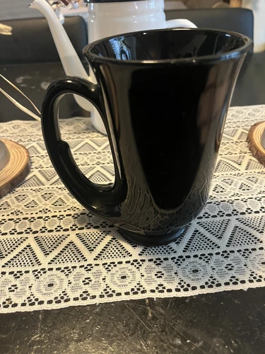 Vintage Tiara Indiana Horn Mug Black Glass Hunter Bugel 12 oz Mug