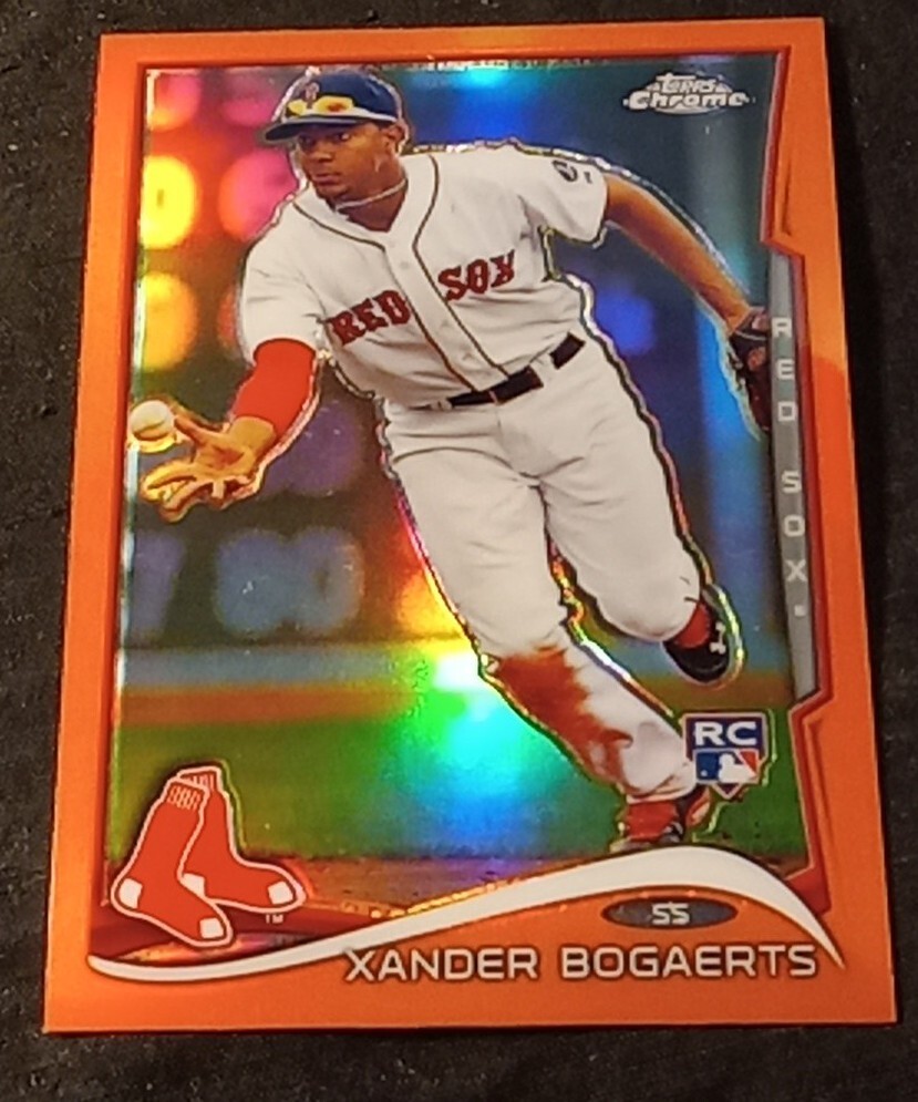 2014 XANDER BOGAERTS TOPPS CHROME ORANGE REFRACTOR ROOKIE CARD #25 RED SOX