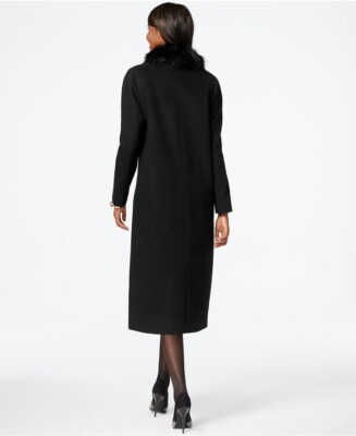 NWOT $460 Jones New York Faux-Fur-Collar Wool Maxi Coat 6 | eBay
