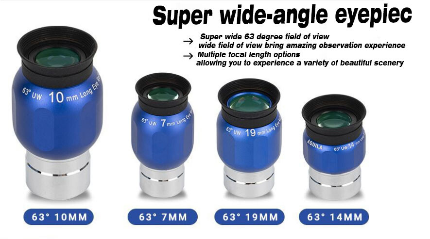 Telescope eyepiece 63° wide-angle lens 7/10/14/19mm fall-arrest