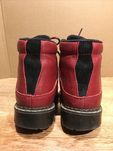 Vintage Sorel women’s Red Leather Embroidered Flowers Hiking Boots Size 6 - Picture 4 of 9