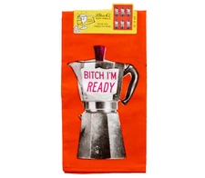 Blue Q "B?tch I'm Ready" Dish Towel Funny Housewarming Gift Orange NWT