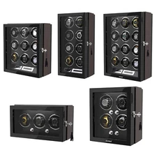 DUKWIN Automatic Watch Winder 3-24 Watch Display Case Wacth Box LED Quiet Motor