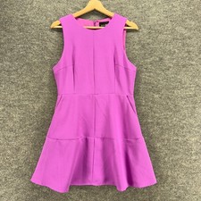 Do + Be Dress Women L Purple Sheath Midi Zipper Sleeveless Crew Neck