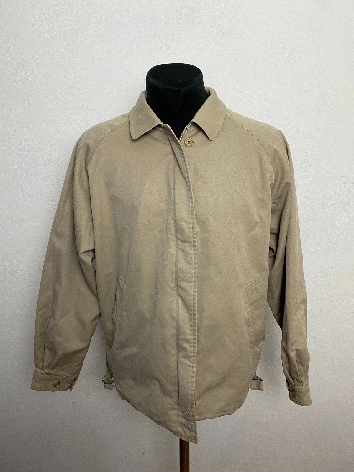 Vintage BURBERRYS Jacket Windbreaker Mens M Cotton Blend Zip Beige