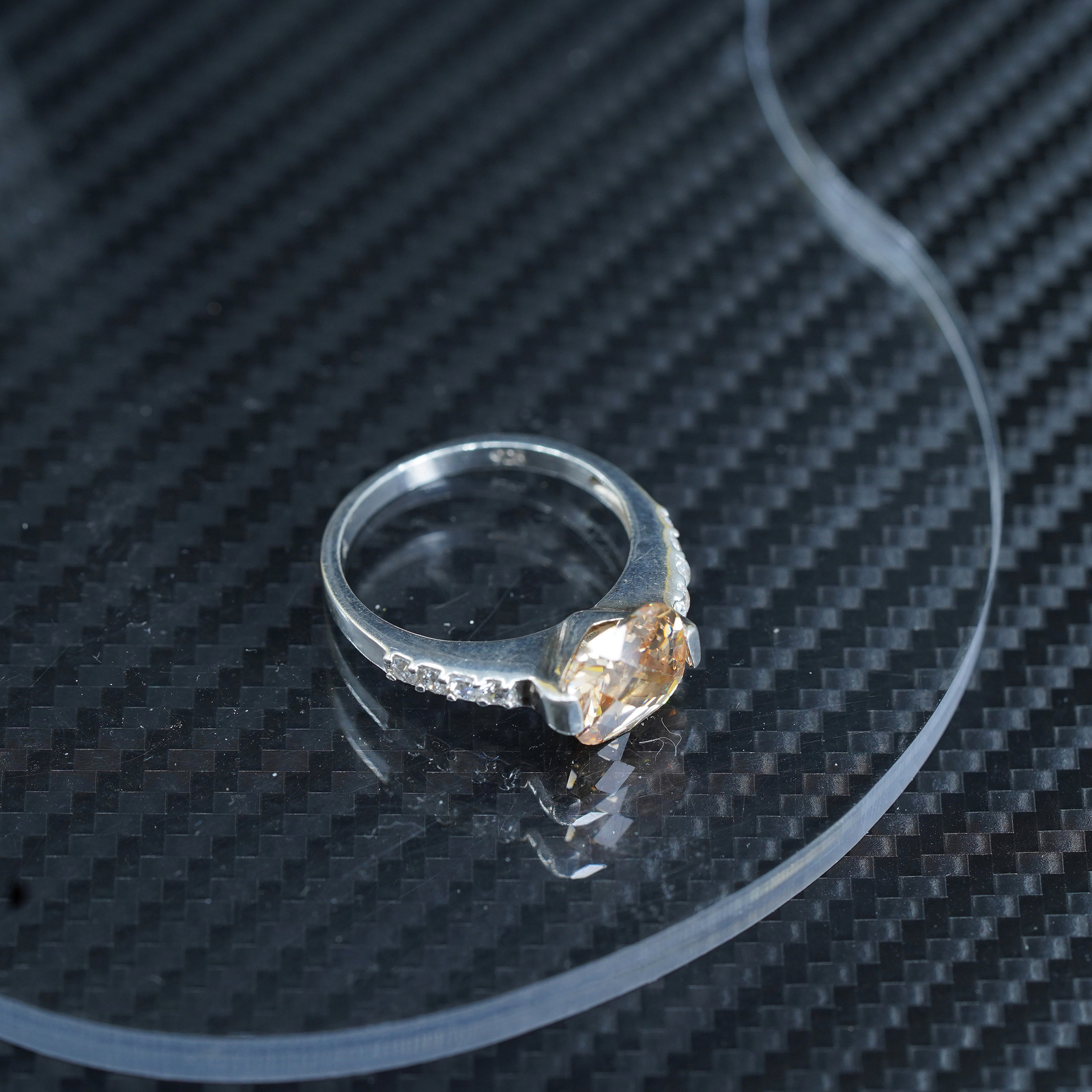 Size 8, sterling silver 925 stackable ring with s… - image 3