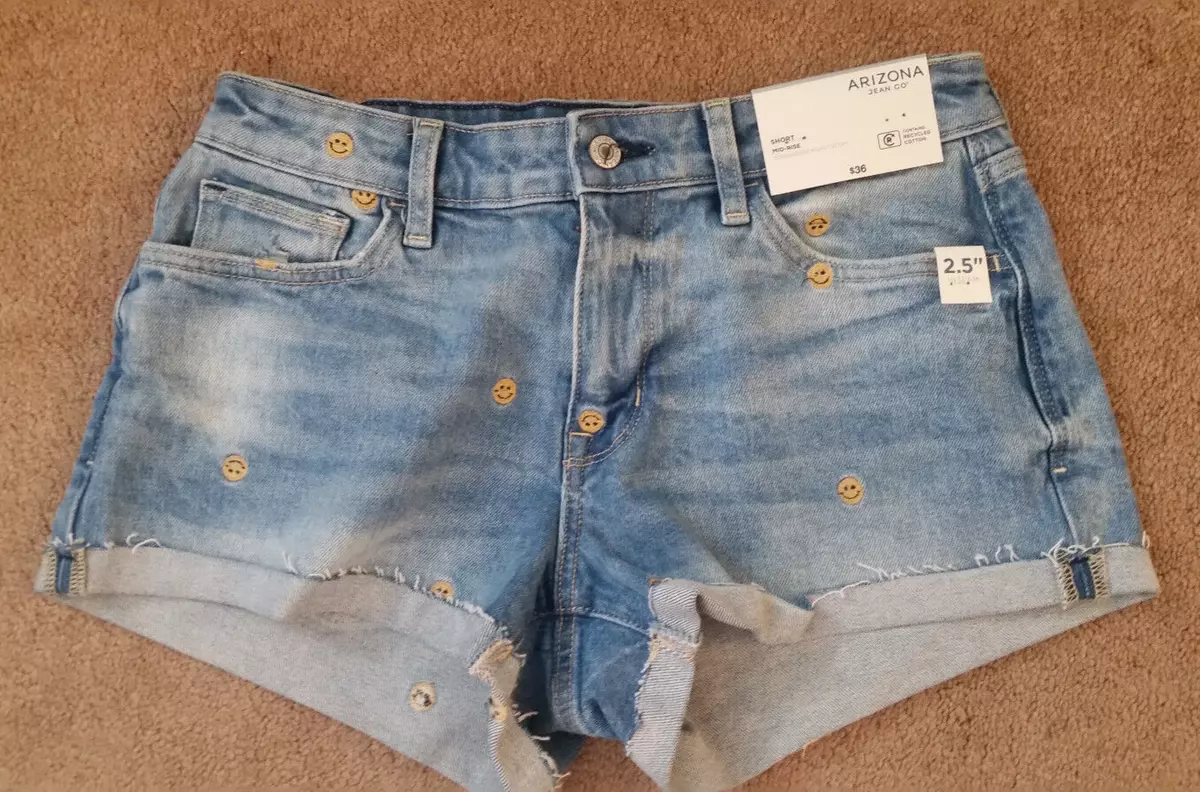Women s Arizona Jean Shorts Juniors Size 9 Smiley Faces 2.5