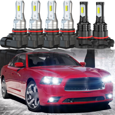 elf bar vape uk For Dodge Charger 2010 LED Headlight High Low Beam + Fog Light Bulbs Combo  6000K