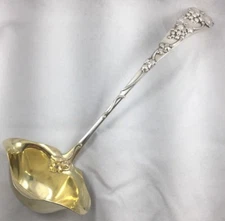 Beautiful Frank Smith Sterling W/Applied Grape Design Large Punch Ladle - 13" 