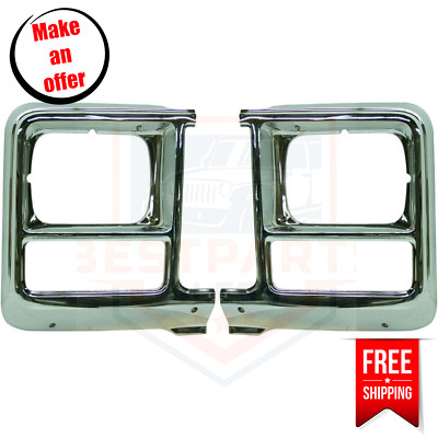 Headlight Door Set of 2 Chrome Left & Right for 1979-1980 Chevrolet C10 Big Ten