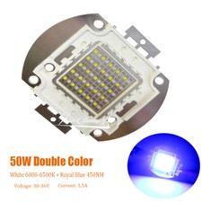 50W Double Color led  white +Royal Blue 28-36V 1.5A High Power LED Light  lamp