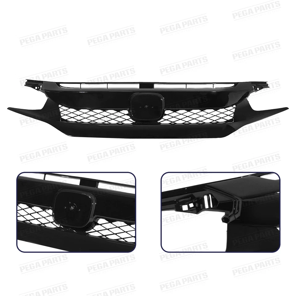 For 2016-2021 Honda Civic Type R Style Front Bumper Cover Kit with Grille & Lip Foto 4 de 4