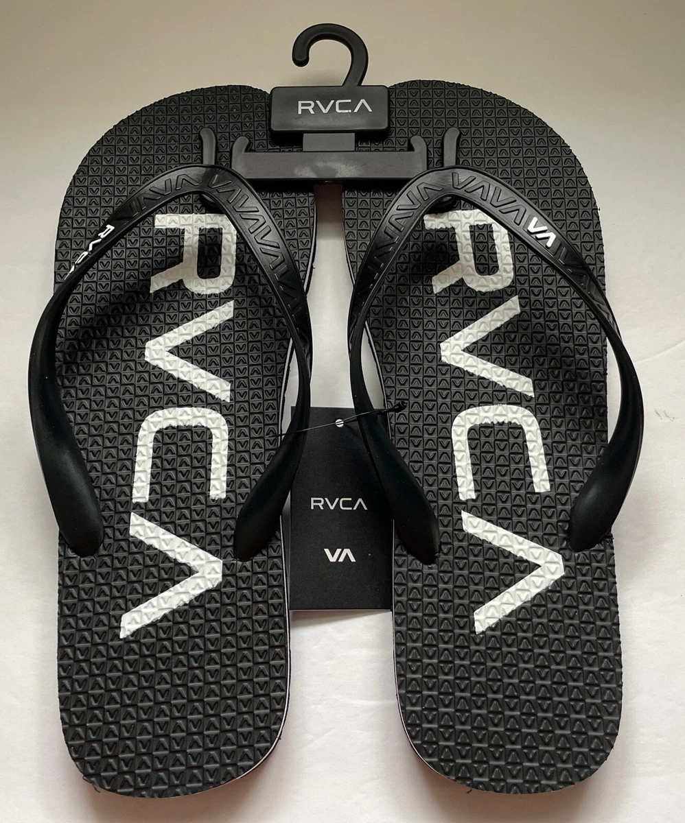 New RVCA Street Style Designer Mens Beach Pool Flip Flops Black