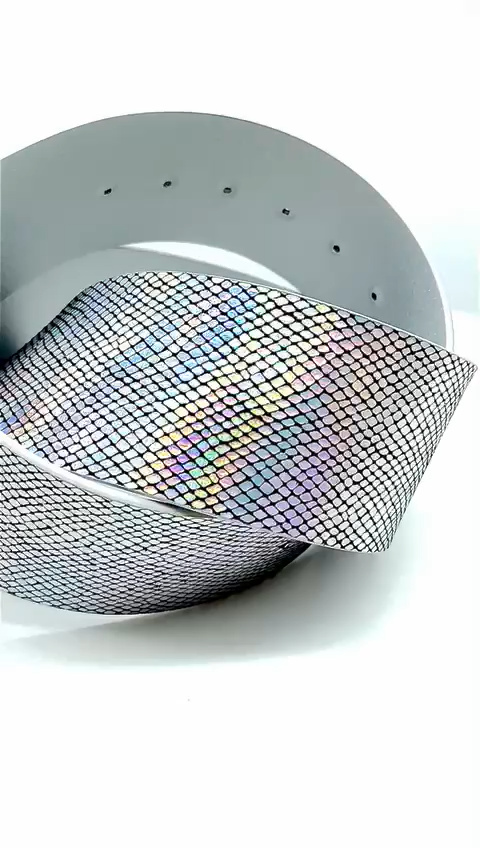 Women Metallic Silver Faux Leather Fashion Belt Big Square  display picture 1