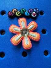 Orange Flower with Gem Jibbitz Shoe Charms. 1st Gen Authentic Crocs Jibbitz NEW