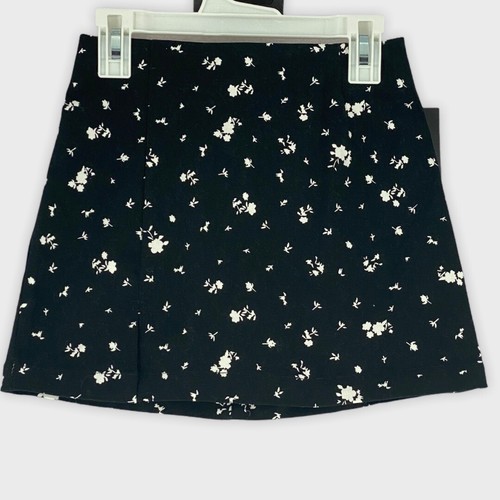 Art Class Girls Floral Notch Front A-Line Skirt Black Size S(6/6x) - Picture 3 of 11