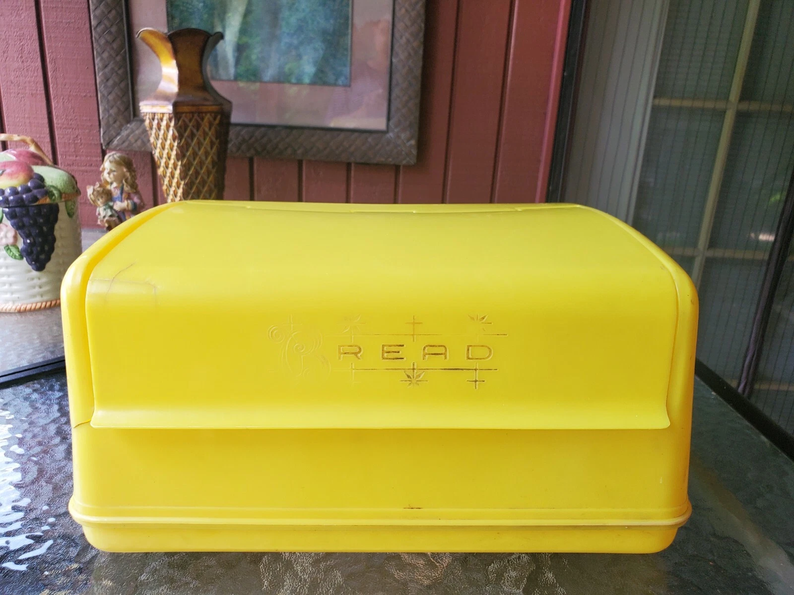 Vintage Yellow Lustro Ware Breadbox MCM Midcentury