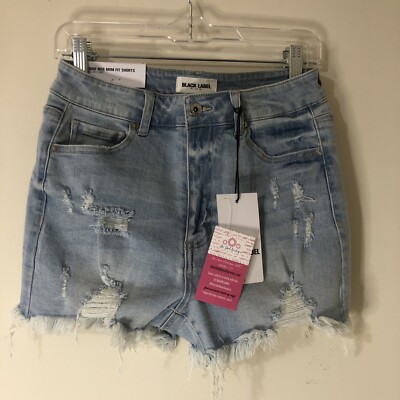 C'est Toi Black Label Stretch Denim Size Medium Distressed High Rise Shorts NWT