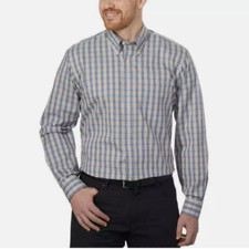 NEW Kirkland Signature Mens 16 32/33 Traditional Fit Plaid Button down Shirt