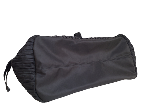 Victoria's Secret Black Pleated Tote Bag Cinch Sides Overnight Bag Lined 16x12" - Picture 4 of 7