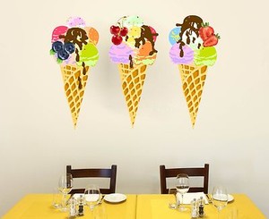 Kitchen Stickers Wall Decals Ice Cream Murals Full Color Cafe