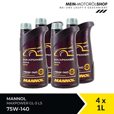 Mannol Maxpower Getriebeöl 4x4 75W-140 API GL-5 LS 4x1 Liter = 4 Liter