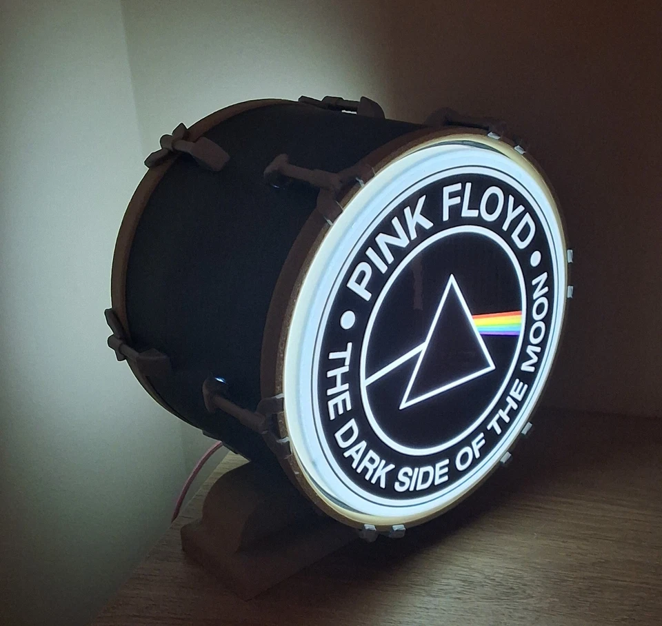 Pink Floyd ‘Dark Side of the Moon’ Drum Head Table Light - Home Decor - Gift - Image 2 of 4