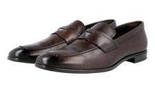 PRADA Leather Logo Penny Loafer Dress Shoes 2DC182 Brown NEW -  US 10.5 EU 43,5
