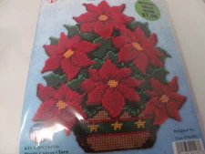 POINSETTIA BASKET  Design Works Plastic Canvas Kit 10 1/2" x 13" HTF