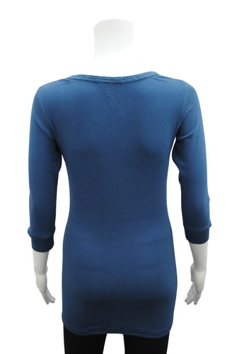 P.C Womens Long T-Shirt Top 3/4 Sleeve Ribbed Button Up Size 6 8 10 12 14 16 18 - Picture 50 of 54