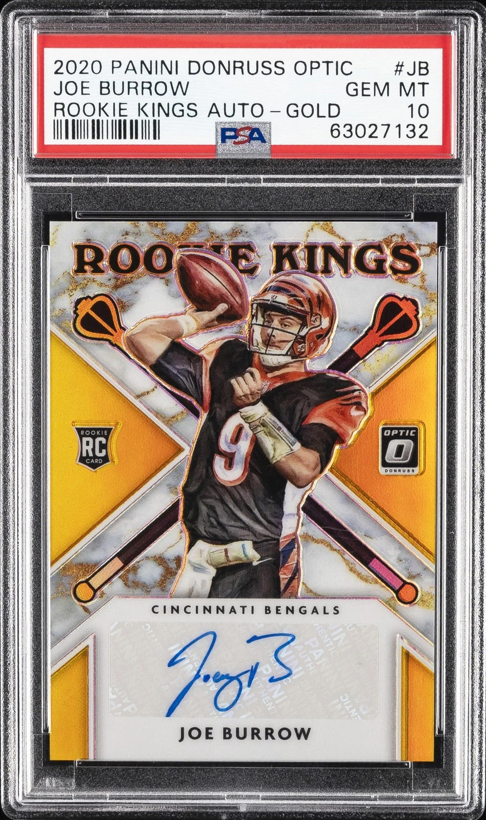 Joe Burrow Panini Donruss Optic Rookie Kings Autographs #JB Gold