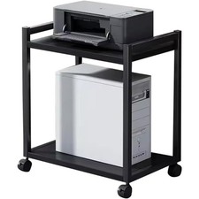 Heavy Duty Two-Tier PC Stand W/ Locking Casters, CPU Holder for Office/Home Use