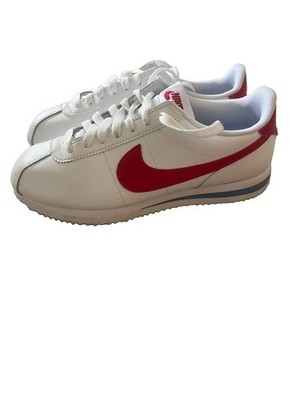Size 6.5 - Nike Cortez Men White with Red Swoosh Blue Trim
